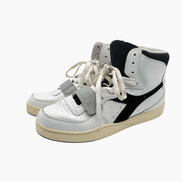 Diadora‎ Mi Basket Used 'White Black' Sneakers Men’s Size 11.5 - Picture 1 of 8
